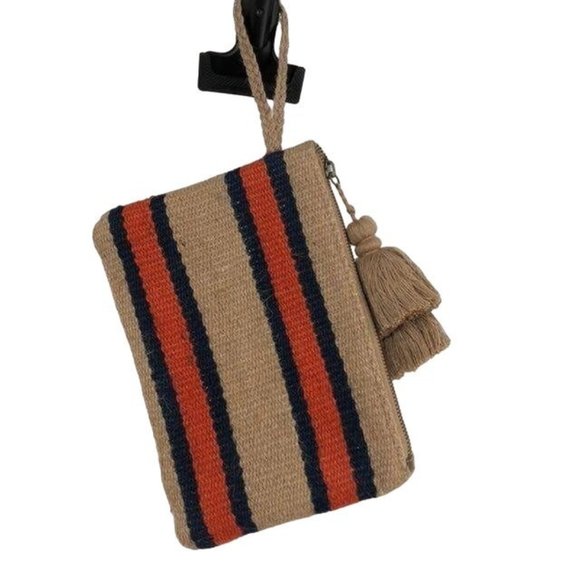 J. Jill Handbags - J Jill Wristlet Purse Used Jute Striped Small Casual